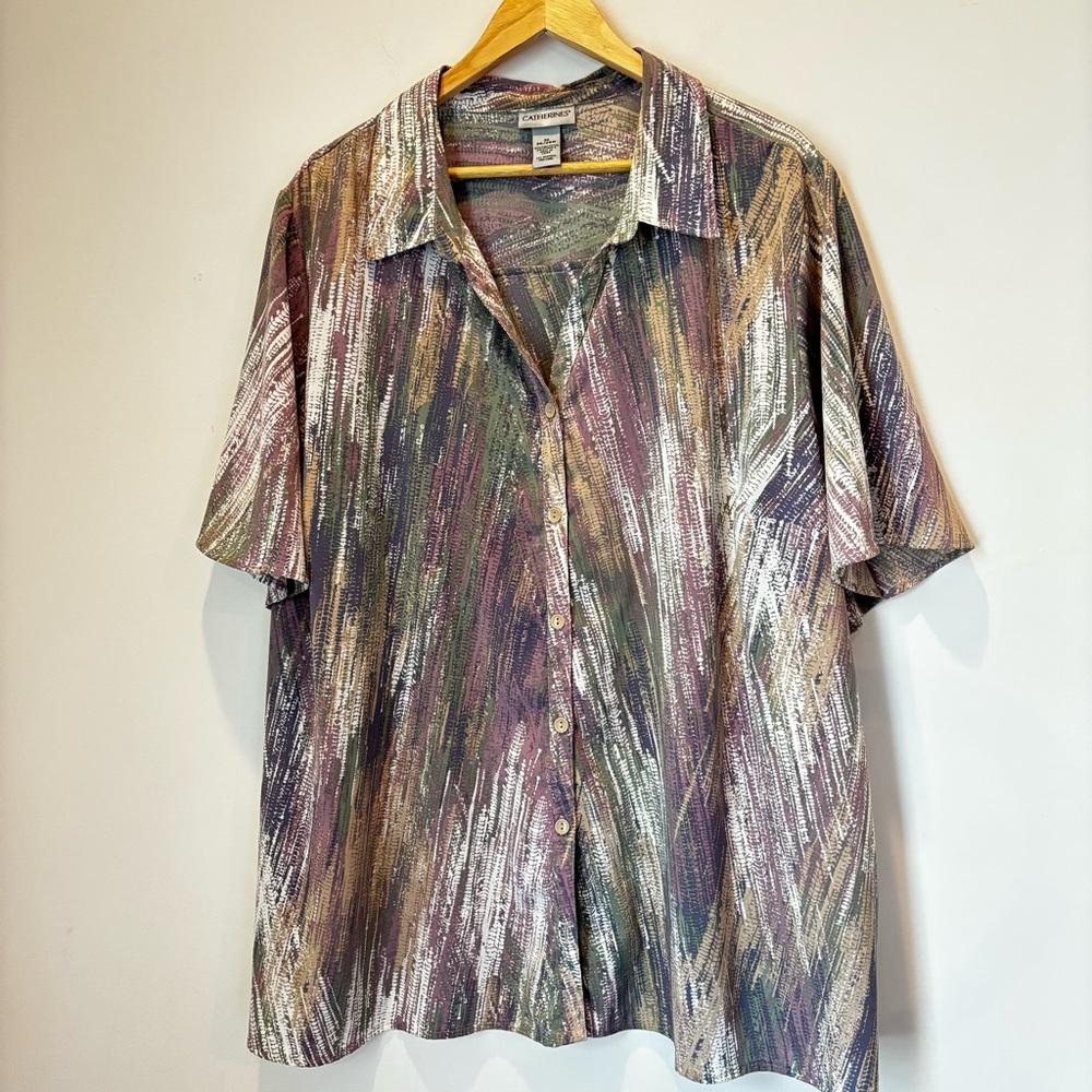 Catherines Abstract Casual Button Shirt Size 3XL - D54